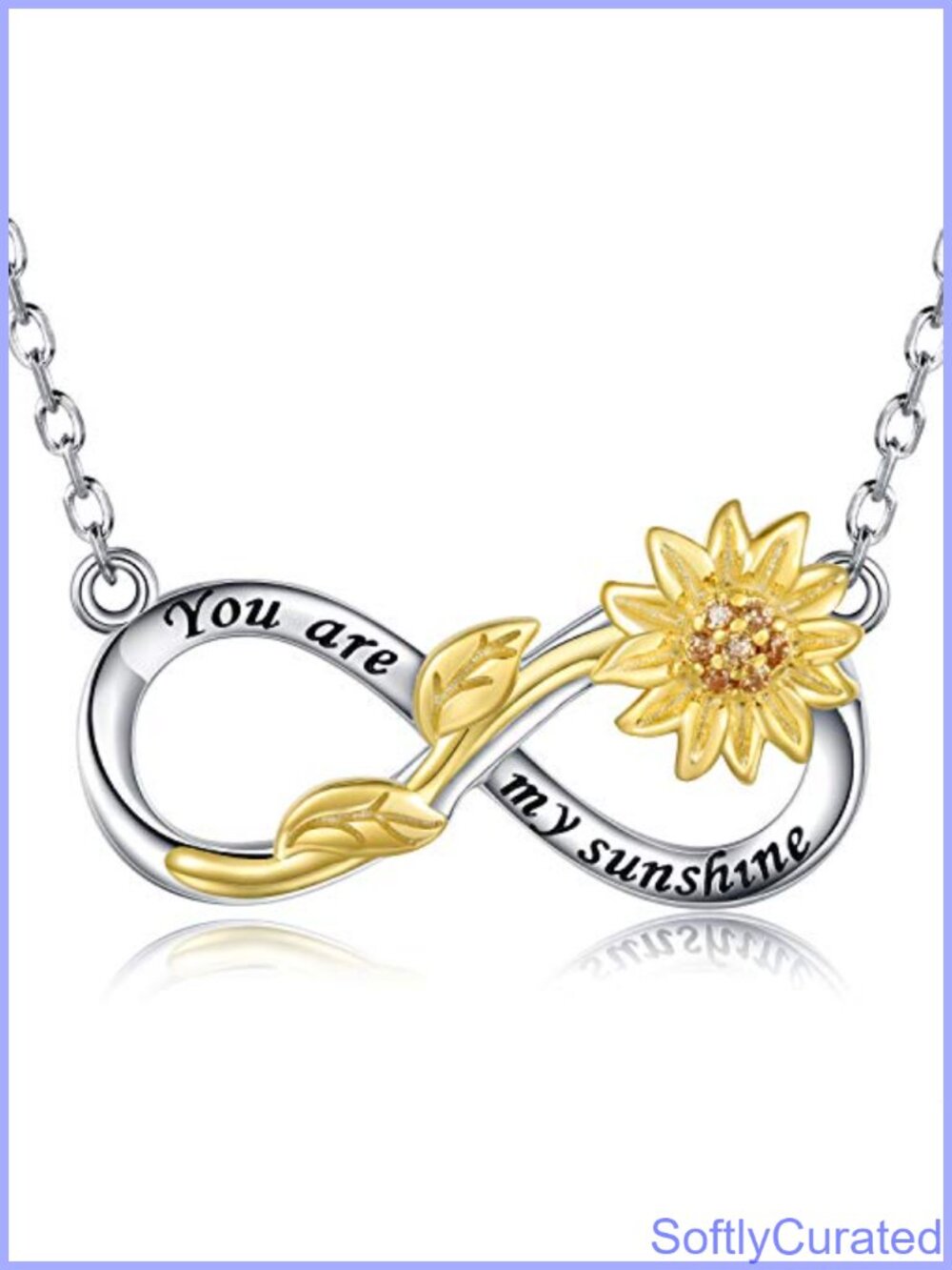 Sterling Silver You Are My Sunshine Necklace Infinity Sunflower Pendant Gift